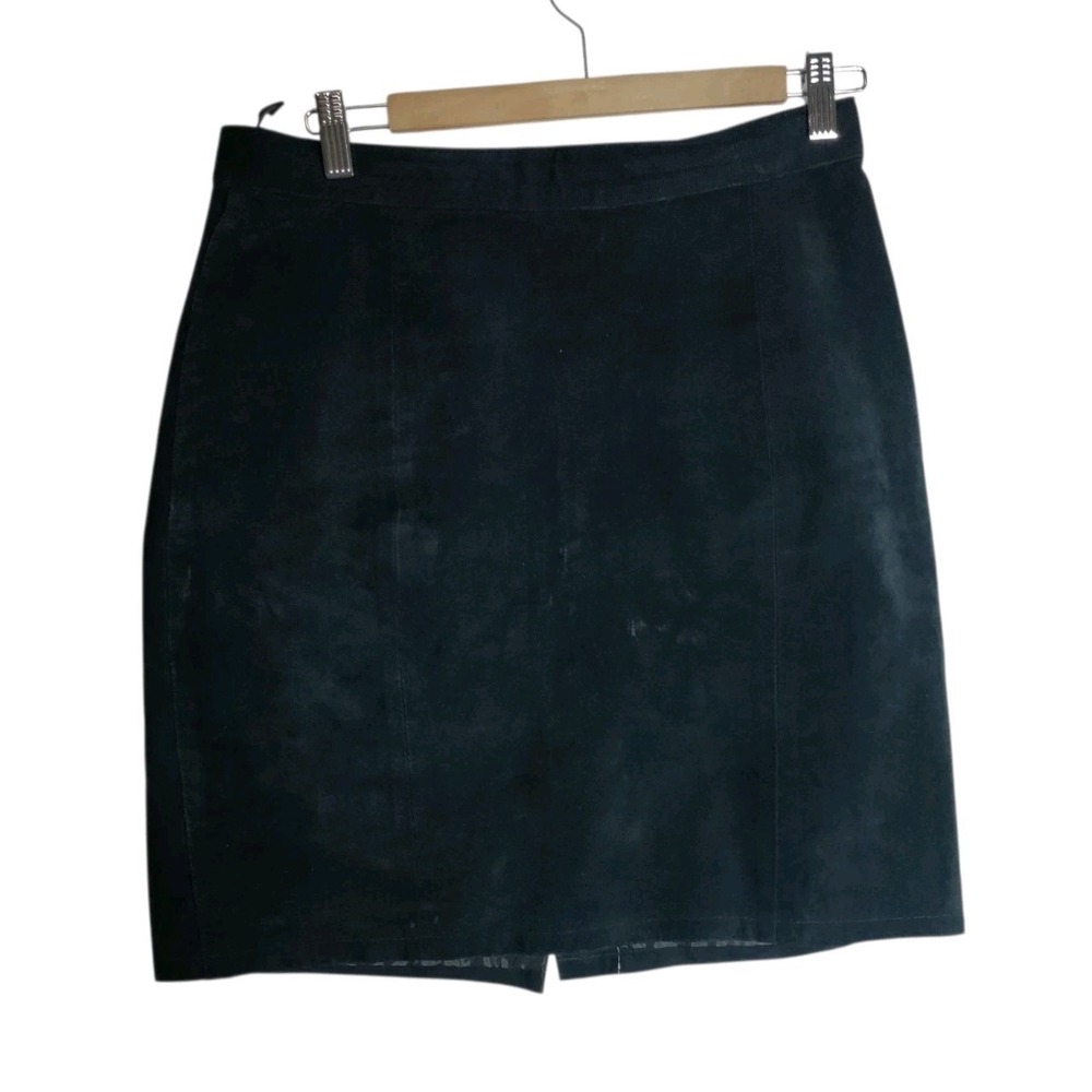 Vintage Global Identity Black Suede Mini Skirt Y2K Size 13/14